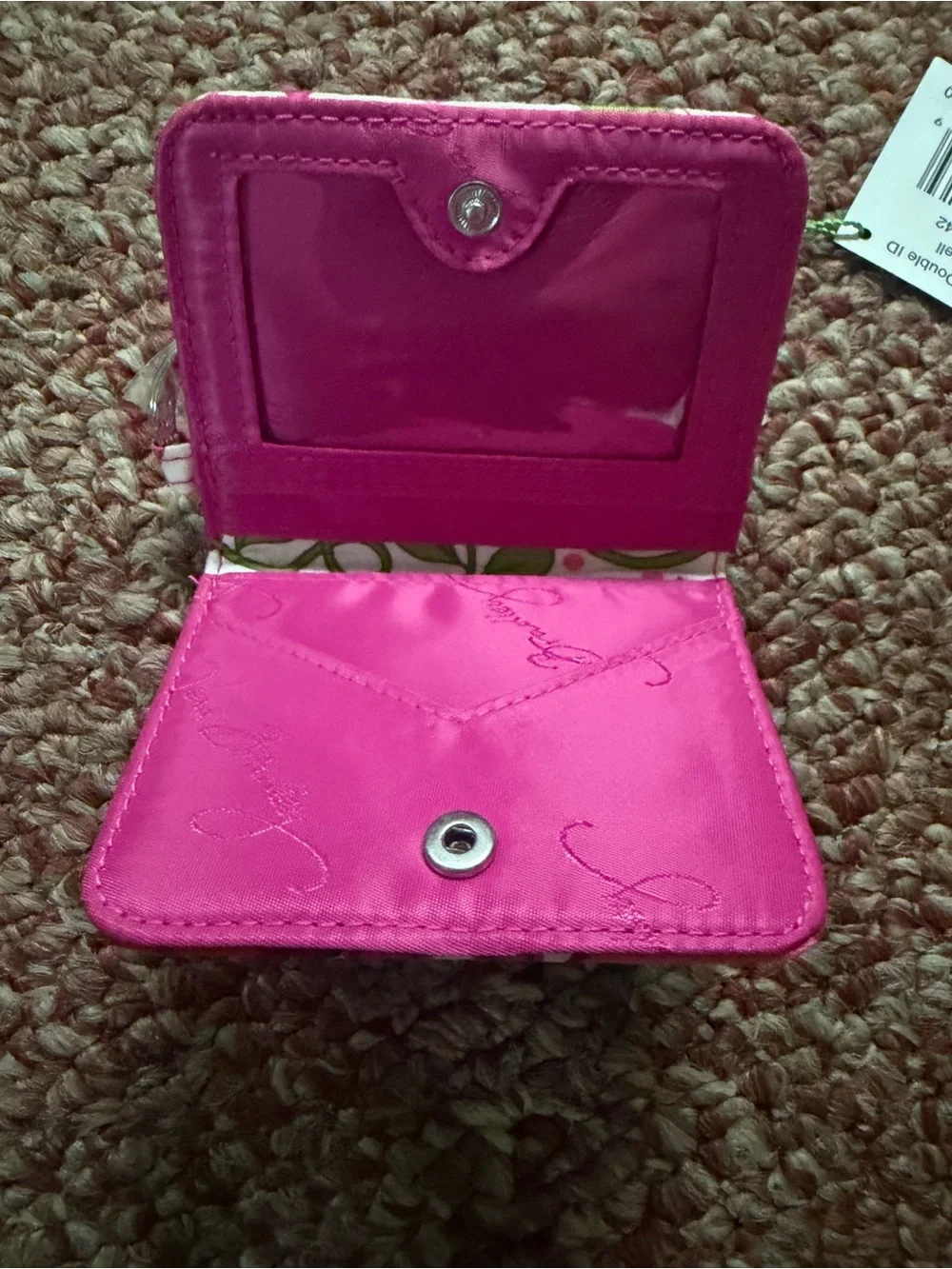 Vera Bradley Pink Floral Quilted Kids Coin Pouch with Clip
